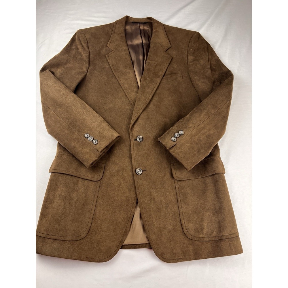 VTG NORDSTROM Blazer Sport Coat Casual Jacket Faux Suede Brown Western Men 42R